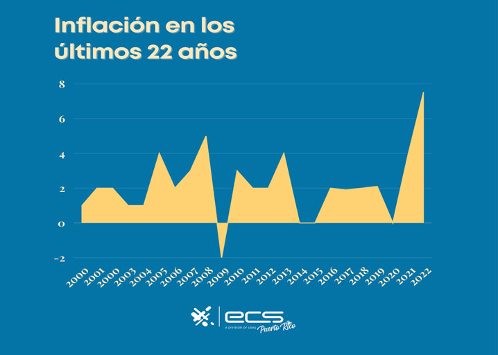 Gráfica representando la inflación en los últimos 22 años